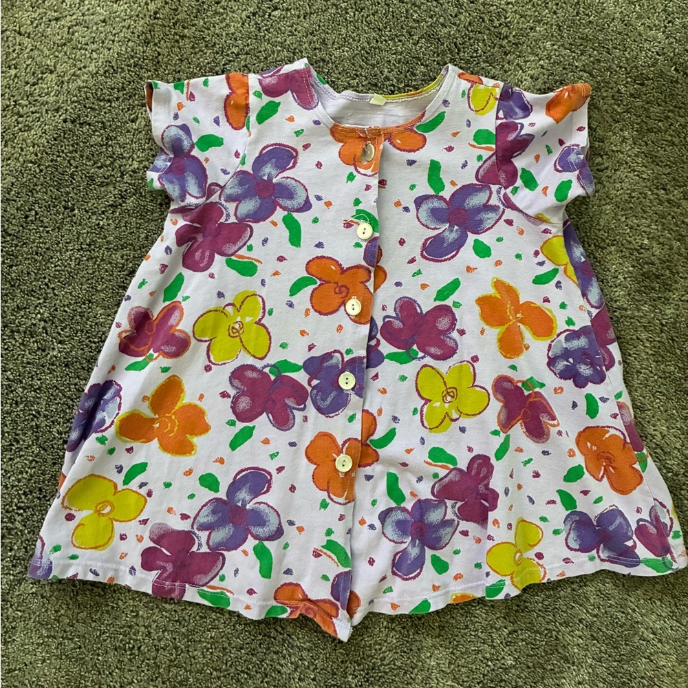 Baggy’s Playwear for Kids Purple Floral Button-Up Dress Size 5 100% Cotton